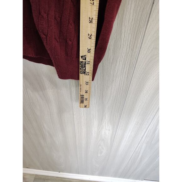 Men's Oak Hill Cable Knit Sweater Size 2xl Burgundy Preppy Church Office Comfort - Picture 7 of 8